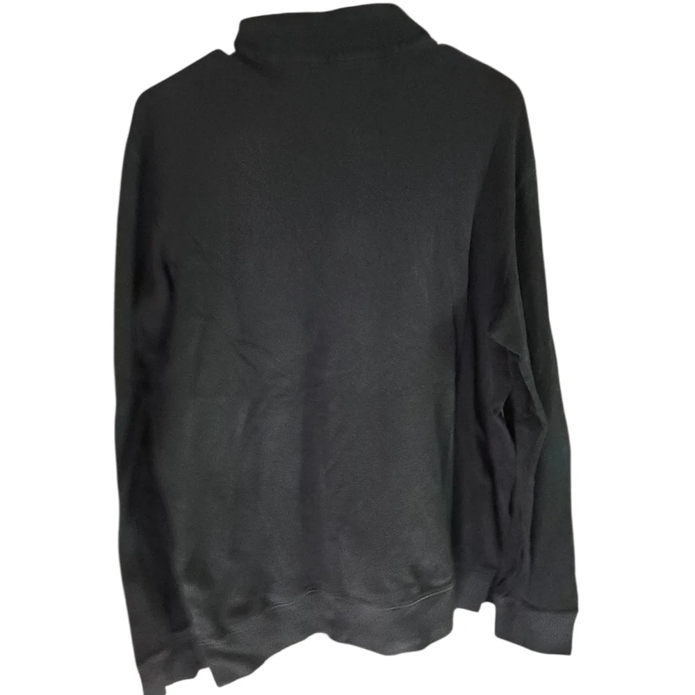 Black Polo Golf by Ralph Lauren 3/4 Zip-Up Sweater With Large White Horse - Picture 2 of 5